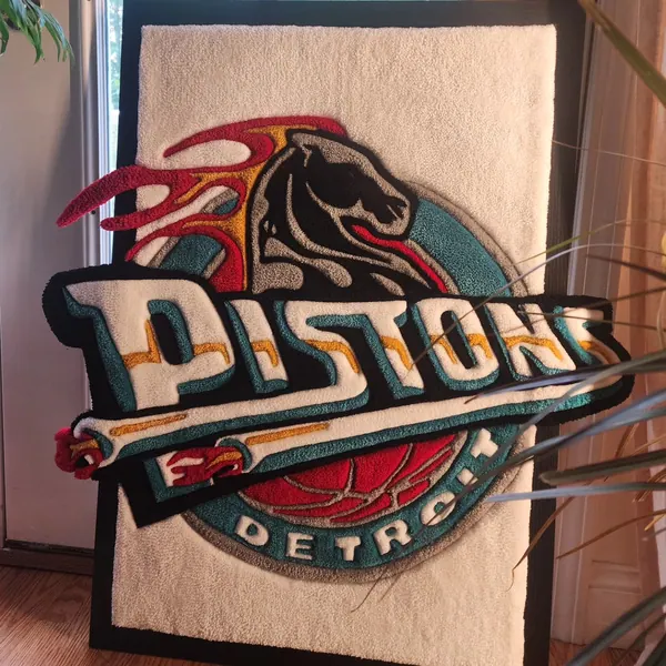 Detroit Pistons, framed, a hand-tufted rug by Made By Juice